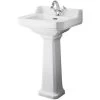 Milano Richmond - Traditional White Ceramic Bathroom Cloakroom Basin Sink With Full Pedestal And One Tap Hole - 500mm X 350mm 2 Milano Richmond - Traditional White Ceramic Bathroom Cloakroom Basin Sink With Full Pedestal And One Tap Hole - 500mm X 350mm -Comfort Bathroom Store 1364831 1