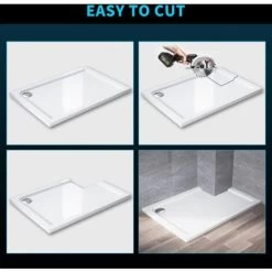 ELEGANT Rectangular 1200 X 760 X 40 Mm Stone Tray For Shower Enclosure Cubicle + Waste Trap -Comfort Bathroom Store 13721301 3