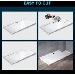 ELEGANT Rectangular 1700 X 700 X 40 Mm Shower Tray For Shower Enclosure Cubicle + Waste Trap -Comfort Bathroom Store 13721348 3