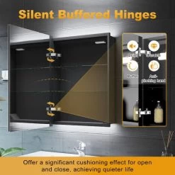 ELEGANT Bathroom Mirror Cabinet With LED Light And Shaver Socket Wall Mounted Bathroom LED Mirror With Shelf 500mm -Comfort Bathroom Store 13721663 3