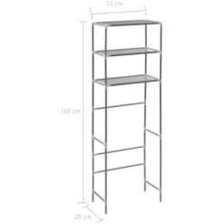 3-Tier Storage Rack Over Toilet Silver 53x28x169 Cm VidaXL -Comfort Bathroom Store 13941571 3