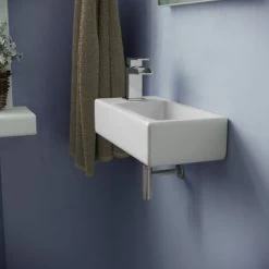 Tulla 375 X 185mm Small Cloakroom Rectangle Wall Hung Basin Sink 10 Tulla 375 X 185mm Small Cloakroom Rectangle Wall Hung Basin Sink -Comfort Bathroom Store 14161029 4
