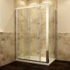 ELEGANT Sliding Shower Enclosure 6mm Glass Reversible Cubicle Door Screen Panel With Shower Tray And Waste + Side Panel 1000 X 800 Mm