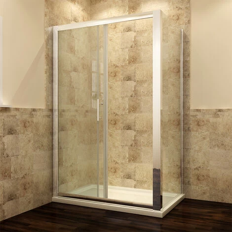 ELEGANT Sliding Shower Enclosure 6mm Glass Reversible Cubicle Door Screen Panel With Shower Tray And Waste + Side Panel 1000 X 800 Mm 4 ELEGANT Sliding Shower Enclosure 6mm Glass Reversible Cubicle Door Screen Panel With Shower Tray And Waste + Side Panel 1000 X 800 Mm - Image 2