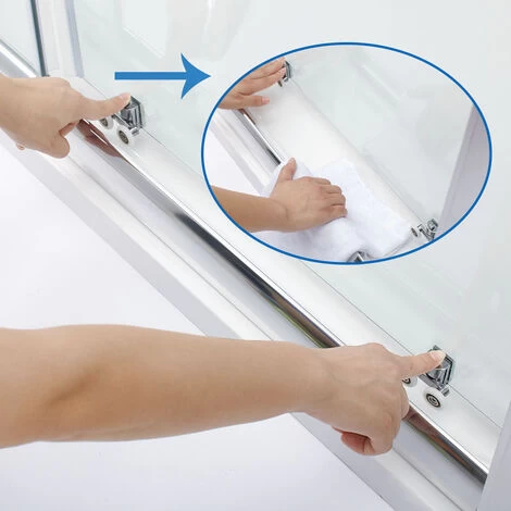 ELEGANT Sliding Shower Enclosure 6mm Glass Reversible Cubicle Door Screen Panel With Shower Tray And Waste + Side Panel 1000 X 800 Mm 7 ELEGANT Sliding Shower Enclosure 6mm Glass Reversible Cubicle Door Screen Panel With Shower Tray And Waste + Side Panel 1000 X 800 Mm - Image 5