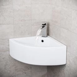 Tulla 670 X 470mm Cloakroom Large Quarter Circle Corner Wall Hung Basin Sink