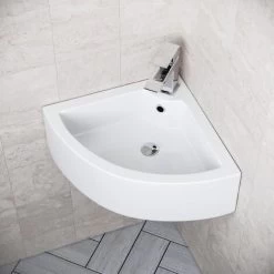 Tulla 670 X 470mm Cloakroom Large Quarter Circle Corner Wall Hung Basin Sink -Comfort Bathroom Store 14627802 3