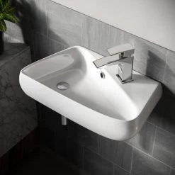 Tulla 455 X 275mm Rectangle Cloakroom Wall Hung Basin Sink 8 Tulla 455 X 275mm Rectangle Cloakroom Wall Hung Basin Sink -Comfort Bathroom Store 14627804 3
