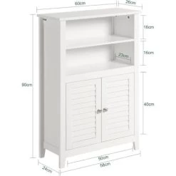 SoBuy Bathroom Cabinet Bathroom Shelf Bathroom Storage Cabinet Unit,BZR13-W -Comfort Bathroom Store 14648894 3