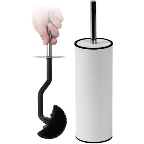 Nexus Freestanding Toilet Brush Holder With Curved Brush, White Finish 4 Nexus Freestanding Toilet Brush Holder With Curved Brush, White Finish - Image 2