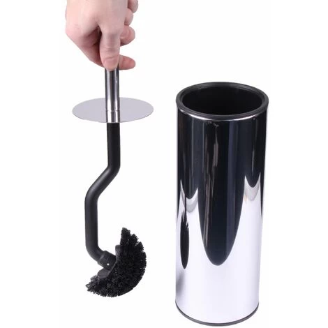 Nexus Freestanding Toilet Brush Holder With Curved Brush, Mirror Finish 4 Nexus Freestanding Toilet Brush Holder With Curved Brush, Mirror Finish - Image 2