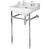 Milano Richmond - Traditional White Ceramic Bathroom Basin Sink And Washstand With Two Tap Holes And Integral Towel Rail - 500mm X 350mm -Comfort Bathroom Store 1509775 1