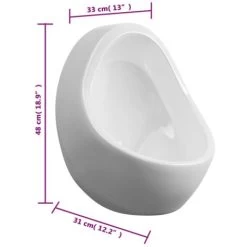 Wall Hung Urinal With Flush Valve Ceramic White VidaXL -Comfort Bathroom Store 15334439 3