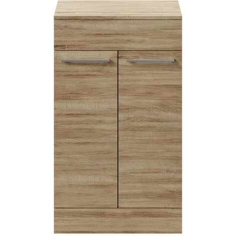 Napoli Bordalino Oak 500mm Floor Standing Vanity Unit For Countertop Basins With 2 Doors And Polished Chrome Handles 4 Napoli Bordalino Oak 500mm Floor Standing Vanity Unit For Countertop Basins With 2 Doors And Polished Chrome Handles - Image 2