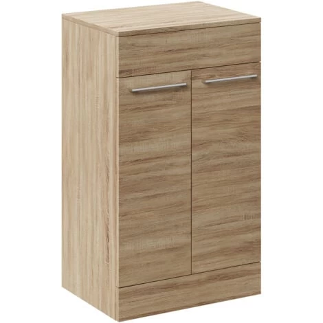 Napoli Bordalino Oak 500mm Floor Standing Vanity Unit For Countertop Basins With 2 Doors And Polished Chrome Handles 5 Napoli Bordalino Oak 500mm Floor Standing Vanity Unit For Countertop Basins With 2 Doors And Polished Chrome Handles - Image 3