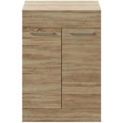 Napoli Bordalino Oak 600mm Floor Standing Vanity Unit For Countertop Basins With 2 Doors And Polished Chrome Handles -Comfort Bathroom Store 15435146 2