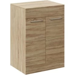 Napoli Bordalino Oak 600mm Floor Standing Vanity Unit For Countertop Basins With 2 Doors And Polished Chrome Handles -Comfort Bathroom Store 15435146 3