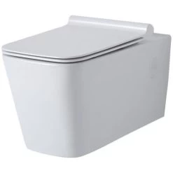 Milano Elswick - White Ceramic Modern Bathroom Wall Hung Toilet WC And Soft Close Seat