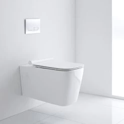 Milano Elswick - White Ceramic Modern Bathroom Wall Hung Toilet WC And Soft Close Seat -Comfort Bathroom Store 15473623 3