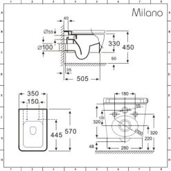 Milano Elswick - White Ceramic Modern Bathroom Wall Hung Toilet WC And Soft Close Seat -Comfort Bathroom Store 15473623 5
