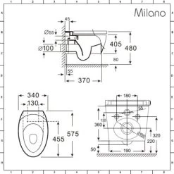 Milano Mellor - White Ceramic Modern Bathroom Wall Hung Round Toilet WC And Soft Close Seat -Comfort Bathroom Store 15473642 3