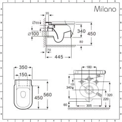 Milano Ballam - White Ceramic Modern Bathroom Wall Hung Rimless Toilet WC And Soft Close Seat -Comfort Bathroom Store 15473645 5