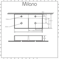 Milano Dalton - Modern White Ceramic Rectangular Countertop Wall Mounted Bathroom Double Basin Sink – 820mm X 420mm -Comfort Bathroom Store 15473690 5