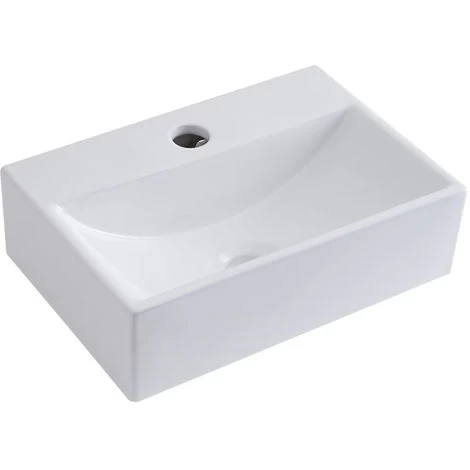 Milano Elswick - Modern White Ceramic Rectangular Countertop Or Wall Mounted Bathroom Basin Sink – 360mm X 250mm 3 Milano Elswick - Modern White Ceramic Rectangular Countertop Or Wall Mounted Bathroom Basin Sink – 360mm X 250mm
