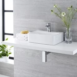 Milano Elswick - Modern White Ceramic Rectangular Countertop Or Wall Mounted Bathroom Basin Sink – 360mm X 250mm 9 Milano Elswick - Modern White Ceramic Rectangular Countertop Or Wall Mounted Bathroom Basin Sink – 360mm X 250mm -Comfort Bathroom Store 15473692 3