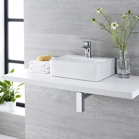Milano Elswick - Modern White Ceramic Rectangular Countertop Or Wall Mounted Bathroom Basin Sink – 360mm X 250mm 5 Milano Elswick - Modern White Ceramic Rectangular Countertop Or Wall Mounted Bathroom Basin Sink – 360mm X 250mm - Image 3