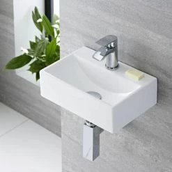 Milano Elswick - Modern White Ceramic Rectangular Countertop Or Wall Mounted Bathroom Basin Sink – 360mm X 250mm 10 Milano Elswick - Modern White Ceramic Rectangular Countertop Or Wall Mounted Bathroom Basin Sink – 360mm X 250mm -Comfort Bathroom Store 15473692 4