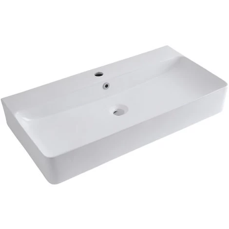 Milano Farington - Modern 800mm X 415mm White Ceramic Rectangular Countertop Wall Mounted Hung Bathroom Basin Sink – Basin Only 3 Milano Farington - Modern 800mm X 415mm White Ceramic Rectangular Countertop Wall Mounted Hung Bathroom Basin Sink – Basin Only