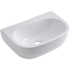 Milano Mellor - Modern White Ceramic Oval Countertop Or Wall Mounted Bathroom Basin Sink – 420mm X 290mm