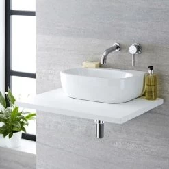 Milano Mellor - Modern White Ceramic Oval Countertop Or Wall Mounted Bathroom Basin Sink – 420mm X 290mm 10 Milano Mellor - Modern White Ceramic Oval Countertop Or Wall Mounted Bathroom Basin Sink – 420mm X 290mm -Comfort Bathroom Store 15473700 4