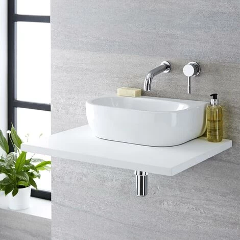 Milano Mellor - Modern White Ceramic Oval Countertop Or Wall Mounted Bathroom Basin Sink – 420mm X 290mm 6 Milano Mellor - Modern White Ceramic Oval Countertop Or Wall Mounted Bathroom Basin Sink – 420mm X 290mm - Image 4