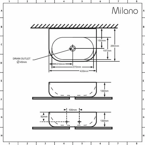 Milano Mellor - Modern White Ceramic Oval Countertop Or Wall Mounted Bathroom Basin Sink – 420mm X 290mm 7 Milano Mellor - Modern White Ceramic Oval Countertop Or Wall Mounted Bathroom Basin Sink – 420mm X 290mm - Image 5