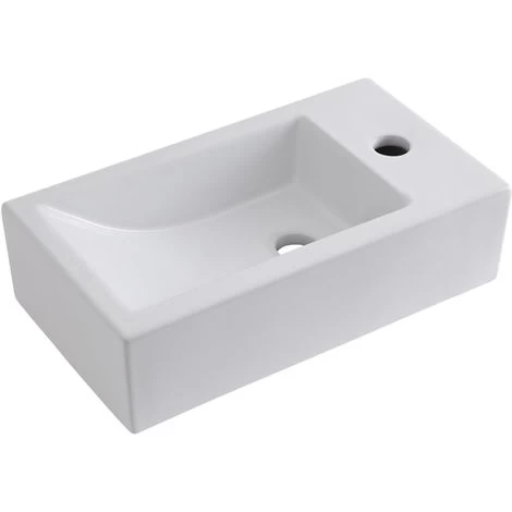 Milano Elswick - Modern White Ceramic Rectangular Countertop Or Wall Mounted Bathroom Basin Sink β 450mm X 250mm 3 Milano Elswick - Modern White Ceramic Rectangular Countertop Or Wall Mounted Bathroom Basin Sink β 450mm X 250mm