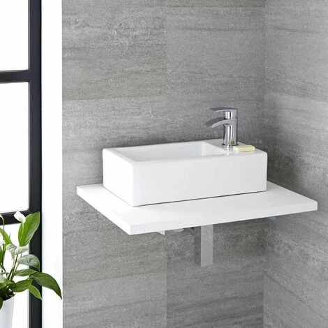 Milano Elswick - Modern White Ceramic Rectangular Countertop Or Wall Mounted Bathroom Basin Sink β 450mm X 250mm 4 Milano Elswick - Modern White Ceramic Rectangular Countertop Or Wall Mounted Bathroom Basin Sink β 450mm X 250mm - Image 2