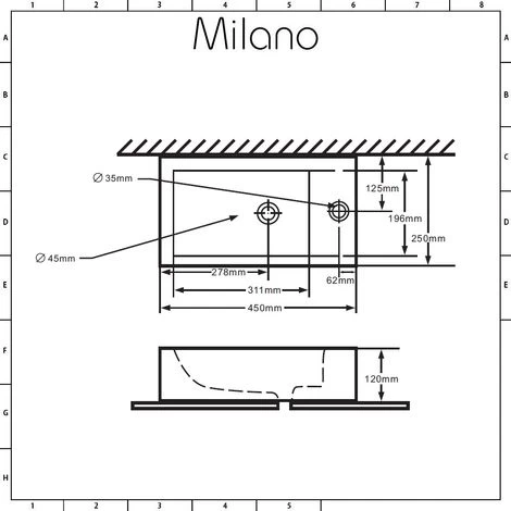Milano Elswick - Modern White Ceramic Rectangular Countertop Or Wall Mounted Bathroom Basin Sink β 450mm X 250mm 7 Milano Elswick - Modern White Ceramic Rectangular Countertop Or Wall Mounted Bathroom Basin Sink β 450mm X 250mm - Image 5