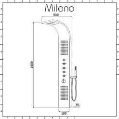 Milano Niagara - Modern Thermostatic Outdoor Shower Tower Panel With Rainfall Shower Head&44 Body Jets&44 Hand Shower Handset And Waterblade Function - Chrome -Comfort Bathroom Store 15473968 3