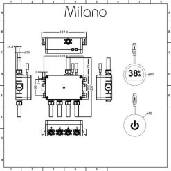 Milano Vis - Modern Digital Two Outlet Thermostatic Mixer Concealed Shower Valve - Chrome -Comfort Bathroom Store 15473993 5