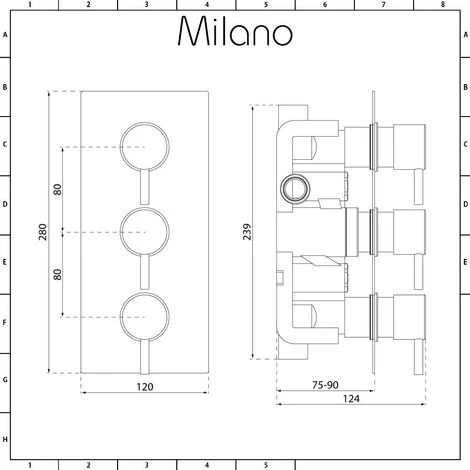 Milano Nero - Modern 2 Outlet Triple Thermostatic Mixer Shower Valve With 300mm Wall Mounted Round Rainfall Shower Head And Hand Shower Handset Kit - Black 5 Milano Nero - Modern 2 Outlet Triple Thermostatic Mixer Shower Valve With 300mm Wall Mounted Round Rainfall Shower Head And Hand Shower Handset Kit - Black - Image 3