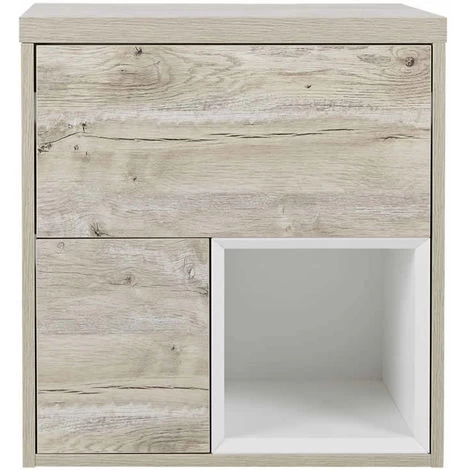 Milano Bexley - Light Oak 600mm Wall Hung Bathroom Vanity Unit With Countertop Basin - Square Basin (No LED Lights) 5 Milano Bexley - Light Oak 600mm Wall Hung Bathroom Vanity Unit With Countertop Basin - Square Basin (No LED Lights) - Image 3