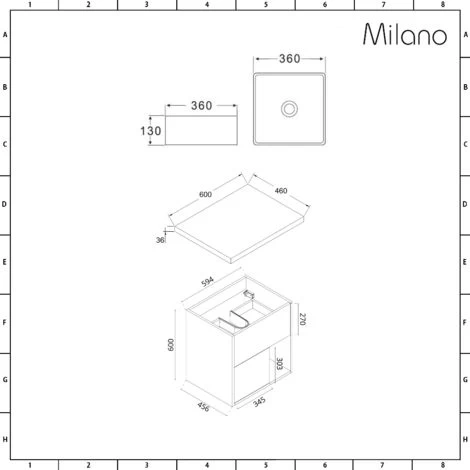 Milano Bexley - Light Oak 600mm Wall Hung Bathroom Vanity Unit With Countertop Basin - Square Basin (No LED Lights) 7 Milano Bexley - Light Oak 600mm Wall Hung Bathroom Vanity Unit With Countertop Basin - Square Basin (No LED Lights) - Image 5