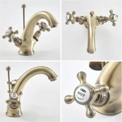 Milano Elizabeth - Traditional Mono Basin Mixer Tap - Brushed Gold (Crosshead Handles) -Comfort Bathroom Store 15474759 4
