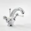 Milano Elizabeth - Traditional Mono Basin Mixer Tap - Chrome & White (Lever Handles) -Comfort Bathroom Store 15474767 1