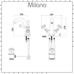 Milano Elizabeth - Traditional Mono Basin Mixer Tap - Chrome & White (Lever Handles) -Comfort Bathroom Store 15474767 5