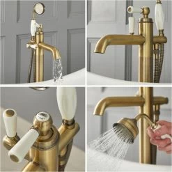 Milano Elizabeth - Traditional Freestanding Bath Shower Mono Mixer Tap With Lever Handle - Brushed Gold -Comfort Bathroom Store 15474799 3