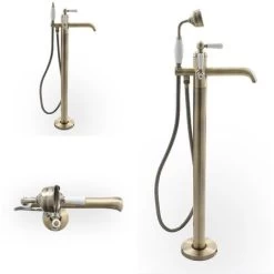 Milano Elizabeth - Traditional Freestanding Bath Shower Mono Mixer Tap With Lever Handle - Brushed Gold -Comfort Bathroom Store 15474799 4