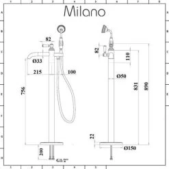 Milano Elizabeth - Traditional Freestanding Bath Shower Mono Mixer Tap With Lever Handle - Brushed Gold -Comfort Bathroom Store 15474799 5